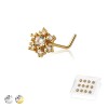 12PCS OF MULTI CZ FLOWER SNOW FLAKE 316L SURGICAL STEEL L-SHAPE NOSE BOX